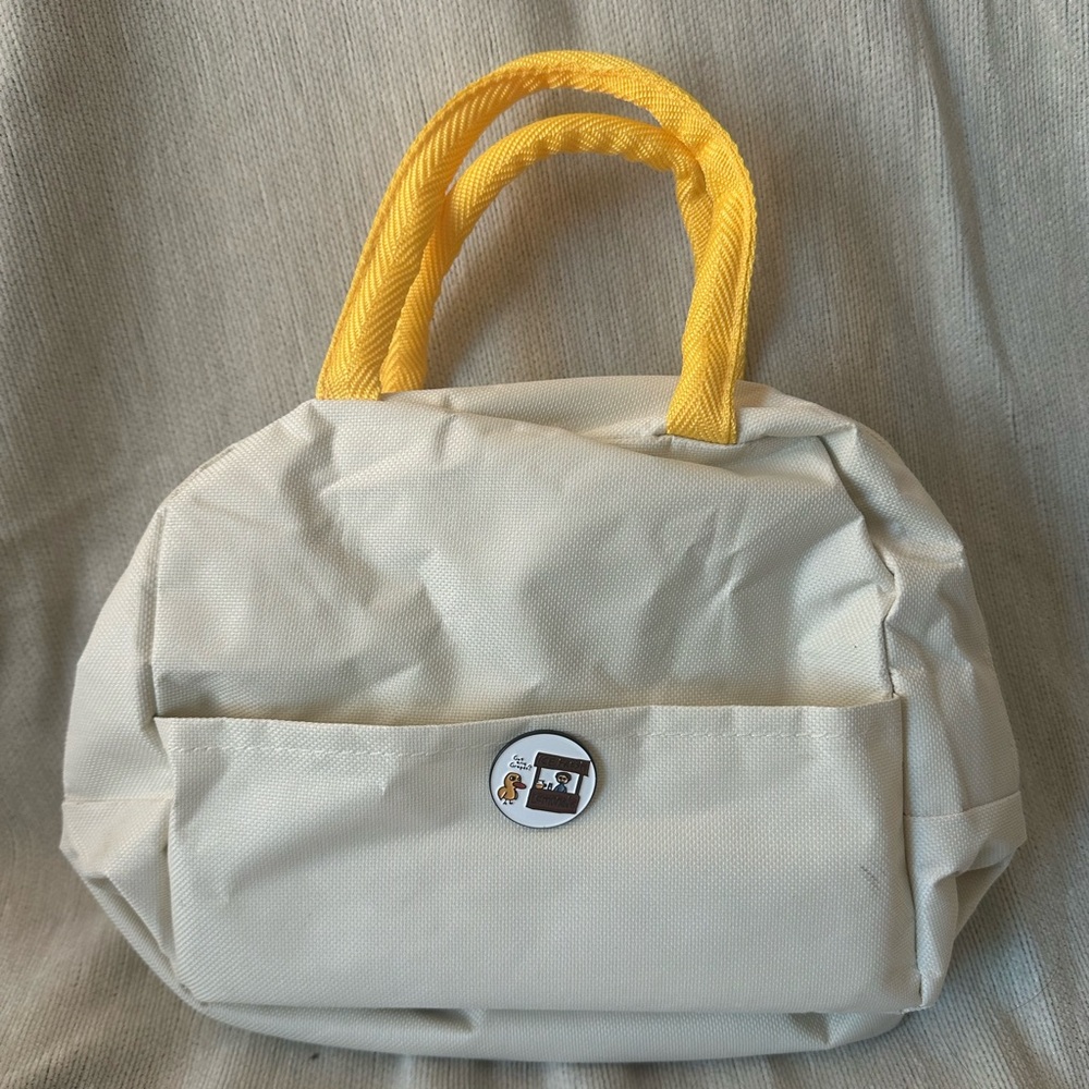 Duck Print Tote Bag with Yellow Handles - Picture 2 of 5
